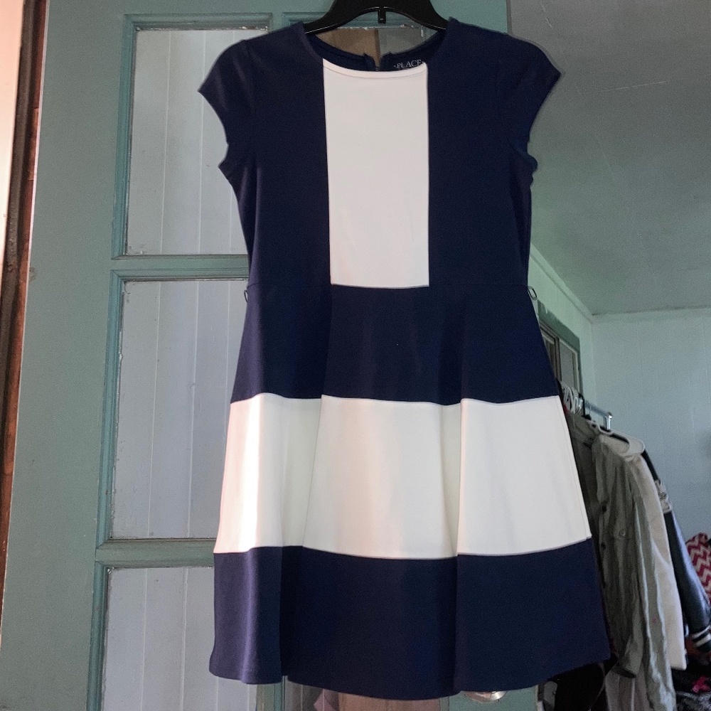 Dress navy blue and white
